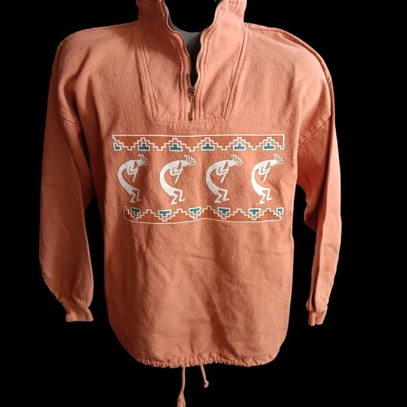 Vintage Men's 1/4 Zip Pullover Sweatshirt Medium By Taylor Kokopelli Southestern - Picture 1 of 6